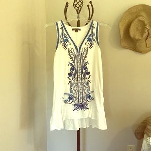 Beachy boho embroidered cover-up/sundress